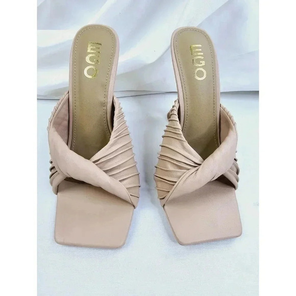 EGO Size UK6 (US 7.5-8) Women Beige Square Toe Slip On Stiletto Block Heel Rivka - Picture 4 of 12